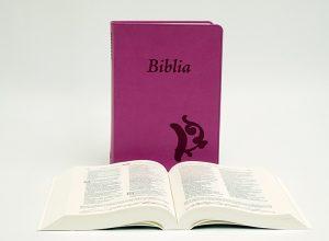 Biblia – középméretű, varrott kiállítású, lila